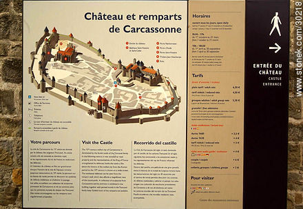 Plano de la ciudad medieval de Carcassonne. Castillo. - Región de Languedoc-Rousillon - FRANCIA. Foto No. 30218