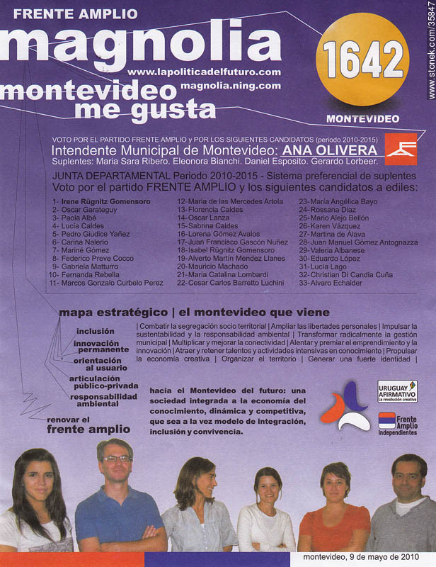 Municipal election 2010 candidate list. - Department of Montevideo - URUGUAY. Photo #35847