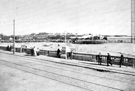 Terraza y Playa Ramírez. 1909 - Departamento de Montevideo - URUGUAY. Foto No. 59806