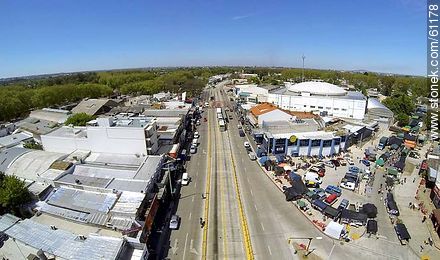 Aerial photo of the Avenida Garzon. Saturday market fair at the junction with Av Lezica - Department of Montevideo - URUGUAY. Photo #61178