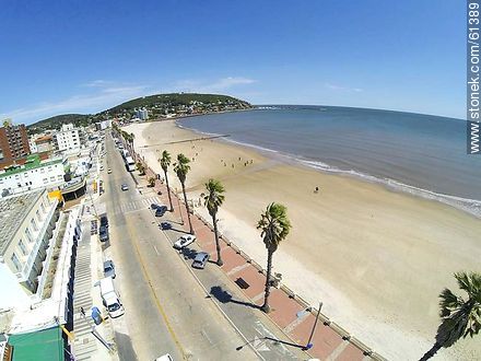 Aerial photo of the beach and boardwalk in spring - Department of Maldonado - URUGUAY. Photo #61389