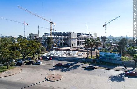 Foto aérea de la construcción del Antel Arena. Mayo 2017 - Departamento de Montevideo - URUGUAY. Foto No. 65779