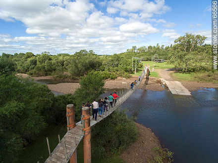 Aerial view of the bridge over the Jabonería stream in Valle Edén - Tacuarembo - URUGUAY. Photo #66566