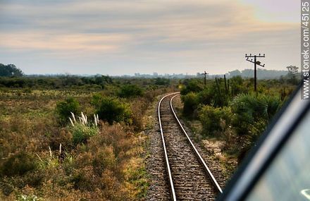 View of countryside from the locomotive - Department of Montevideo - URUGUAY. Photo #45125