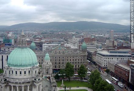 View from the Belfast Wheel. Domes of Belfast. Belfast City Hall. Scottish Providence Institution. - North Ireland - BRITISH ISLANDS. Photo #49192