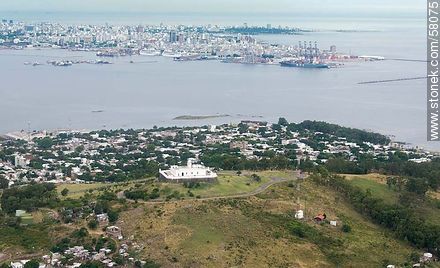 Aerial view of Cerro hill and port of Montevideo - Department of Montevideo - URUGUAY. Photo #58075