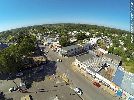 Aerial photo of the town of Sauce. Artigas Square.  Carmelo René González Ave. - Department of Canelones - URUGUAY. Photo #61541