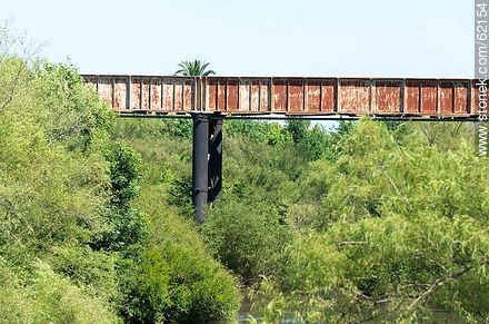Railway bridge over the Santa Lucia river - Department of Canelones - URUGUAY. Photo #62154
