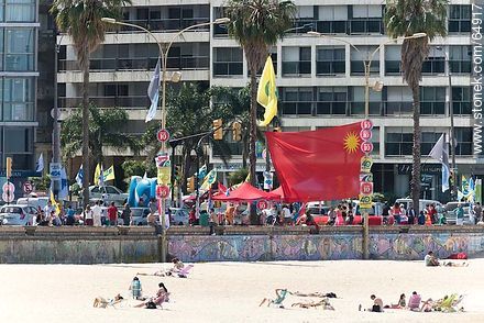Electoral advertising prior to the national elections 2014. Pocitos beach - Department of Montevideo - URUGUAY. Photo #64917