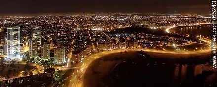 Nocturnal aerial photo of Rambla Armenia - Department of Montevideo - URUGUAY. Photo #65243