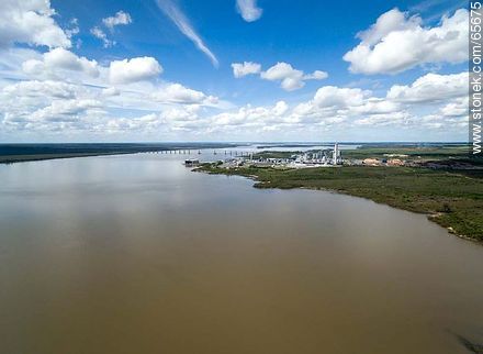 Aerial view of the UPM cellulose pulp processing plant. San Martín Bridge - Rio Negro - URUGUAY. Photo #65675