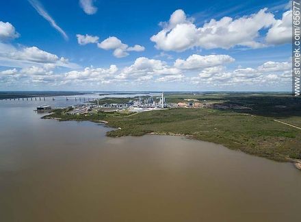 Aerial view of the UPM cellulose pulp processing plant. San Martín Bridge - Rio Negro - URUGUAY. Photo #65677