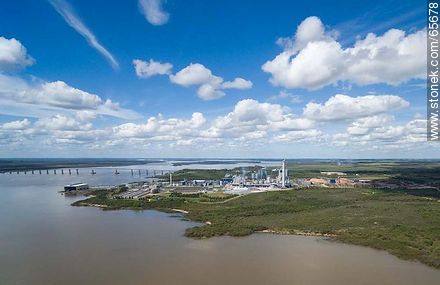 Aerial view of the UPM cellulose pulp processing plant. San Martín Bridge - Rio Negro - URUGUAY. Photo #65678
