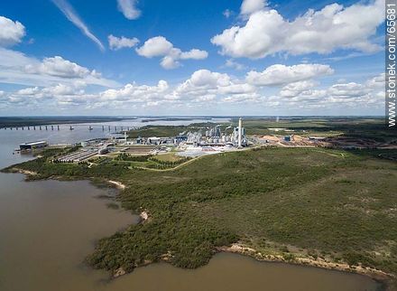 Aerial view of the UPM cellulose pulp processing plant. San Martín Bridge - Rio Negro - URUGUAY. Photo #65681