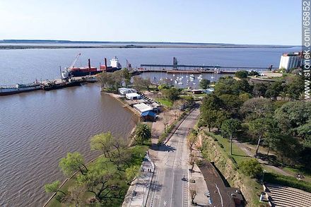 Aerial view of the Rowing Club and port of Fray Bentos on the Uruguay River - Rio Negro - URUGUAY. Photo #65852