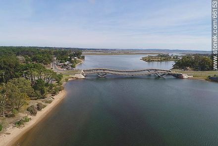 Aerial photo of the river Maldonado and its undulating bridge - Punta del Este and its near resorts - URUGUAY. Photo #66153