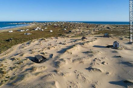 Aerial view of ranchos between the dunes - Department of Rocha - URUGUAY. Photo #66468