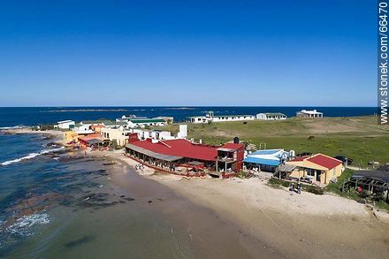 Aerial view of two oceanfront restaurants - Department of Rocha - URUGUAY. Photo #66470