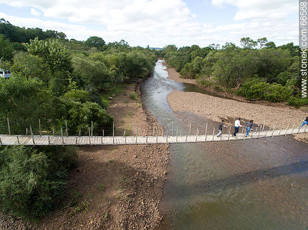 Aerial view of the bridge over the Jabonería stream in Valle Edén - Tacuarembo - URUGUAY. Photo #66568