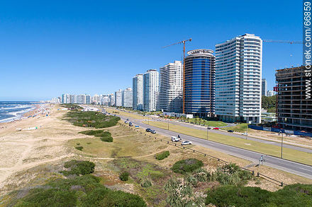 Aerial view of the Lorenzo Batlle Pacheco promenade over Brava beach and its towers. - Punta del Este and its near resorts - URUGUAY. Photo #66859