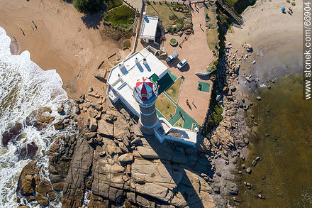 Aerial zenithal view of the lighthouse - Punta del Este and its near resorts - URUGUAY. Photo #66904