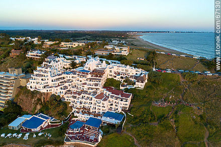 Aerial view of the Casapueblo Hotel in Punta Ballena - Punta del Este and its near resorts - URUGUAY. Photo #67130