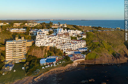 Aerial view of the Casapueblo Hotel in Punta Ballena - Punta del Este and its near resorts - URUGUAY. Photo #67123