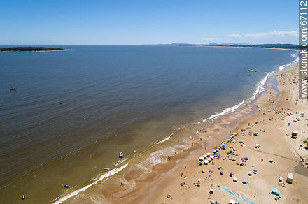 Aerial view of Mansa Beach and Gorriti Island - Punta del Este and its near resorts - URUGUAY. Photo #67112