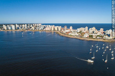 Aerial view of the bay of Punta del Este - Punta del Este and its near resorts - URUGUAY. Photo #67163