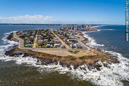 Aerial photo of the peninsula of Punta del Este - Punta del Este and its near resorts - URUGUAY. Photo #67182