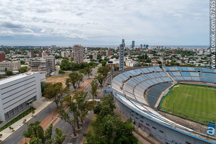 Aerial view of Avenida Ricaldoni, Health Area, medical schools, Estadio Centenario - Department of Montevideo - URUGUAY. Photo #67265