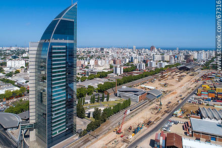 Aerial photo of the works in the South America Rambla. View to the south. January 2020 - Department of Montevideo - URUGUAY. Photo #67316