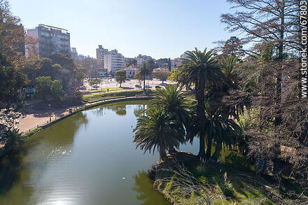 Aerial image of the lake and surroundings of the Rodó Park - Department of Montevideo - URUGUAY. Photo #67803