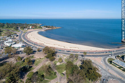 Aerial view of Ramírez Beach and Rambla Pte. Wilson - Department of Montevideo - URUGUAY. Photo #67836