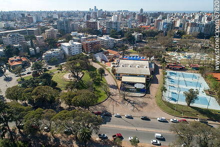Aerial view of the paddle tennis courts, Club Defensor-Sporting and the children's area - Department of Montevideo - URUGUAY. Photo #67820