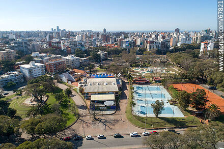 Aerial view of the paddle tennis courts, Club Defensor-Sporting and the children's area - Department of Montevideo - URUGUAY. Photo #67821