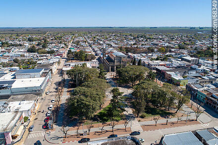 Aerial view of Santa Lucía Square and its surroundings - Department of Canelones - URUGUAY. Photo #68349
