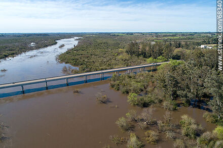 Aerial view of Route 11 over the swollen Santa Lucia River - Department of Canelones - URUGUAY. Photo #68340