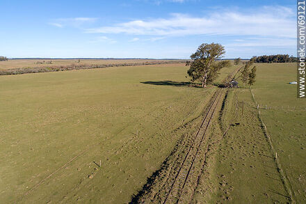 Aerial view of the old train stop at kilometer 269 - Durazno - URUGUAY. Photo #69121