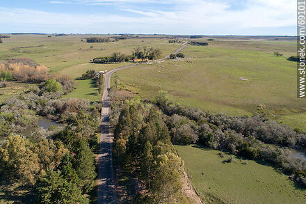 Aerial view of the camping on route 42. Bridge over Blanquillo stream - Durazno - URUGUAY. Photo #69101