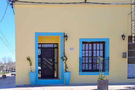 Cream and light blue house - Tacuarembo - URUGUAY. Photo #69679
