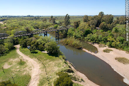 Aerial view of the route 7 bridge over the Santa Lucia River - Department of Florida - URUGUAY. Photo #69902