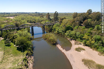 Aerial view of the route 7 bridge over the Santa Lucia River - Department of Florida - URUGUAY. Photo #69903