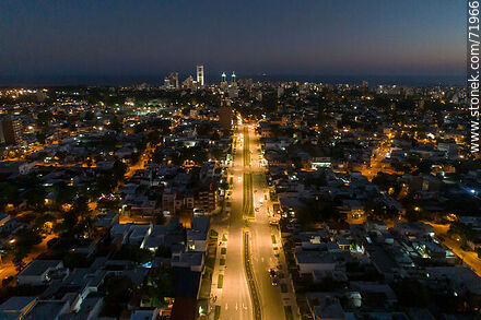 Aerial view of L. A. de Herrera Ave. to the south at dusk - Department of Montevideo - URUGUAY. Photo #71966
