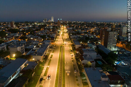 Aerial view of L. A. de Herrera Ave. to the south at dusk - Department of Montevideo - URUGUAY. Photo #71965