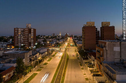 Aerial view of L. A. de Herrera Ave. to the south at dusk - Department of Montevideo - URUGUAY. Photo #71959