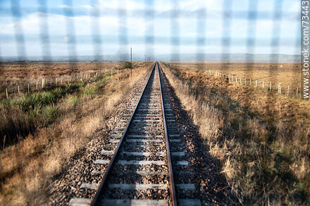 Straight stretch of railroad track to Tacuarembó - Tacuarembo - URUGUAY. Photo #73443