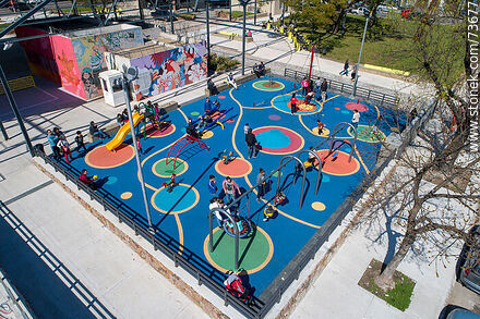 Aerial view of the children's playgrounds at the former Goes terminal - Department of Montevideo - URUGUAY. Photo #73677