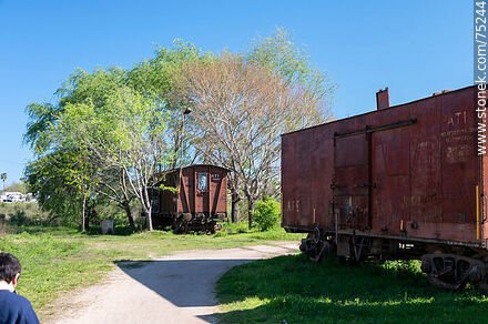 Estación de ferrocarril de San Ramón. Antiguos vagones de carga - Departamento de Canelones - URUGUAY. Foto No. 75244