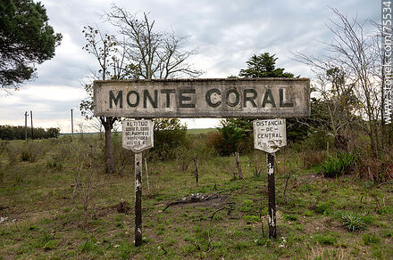 Old Monte Coral train station. Station sign - Department of Florida - URUGUAY. Photo #75534